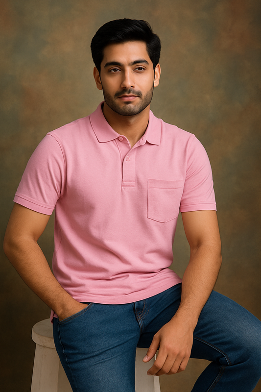 Cotton Classic Pink Polo T-Shirt