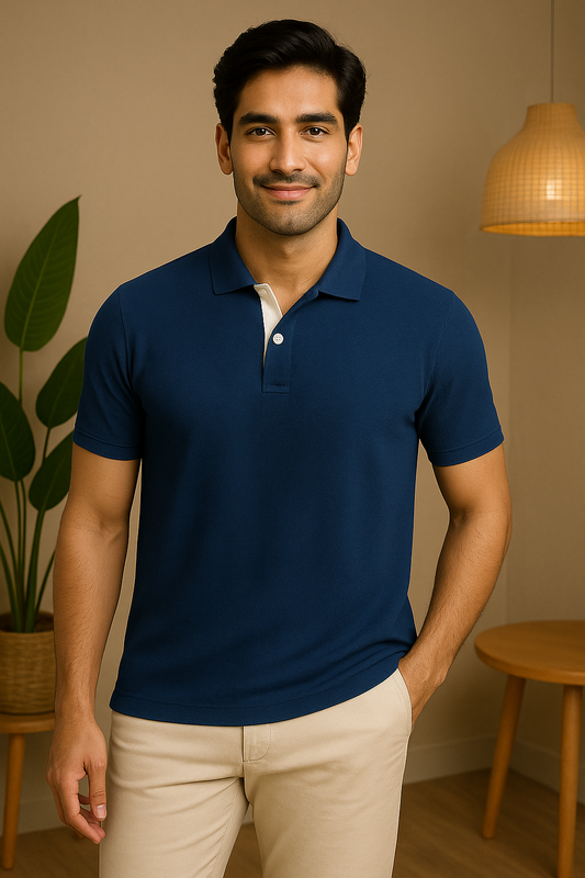 Smart Tech Petrol Blue Polo with White Placket