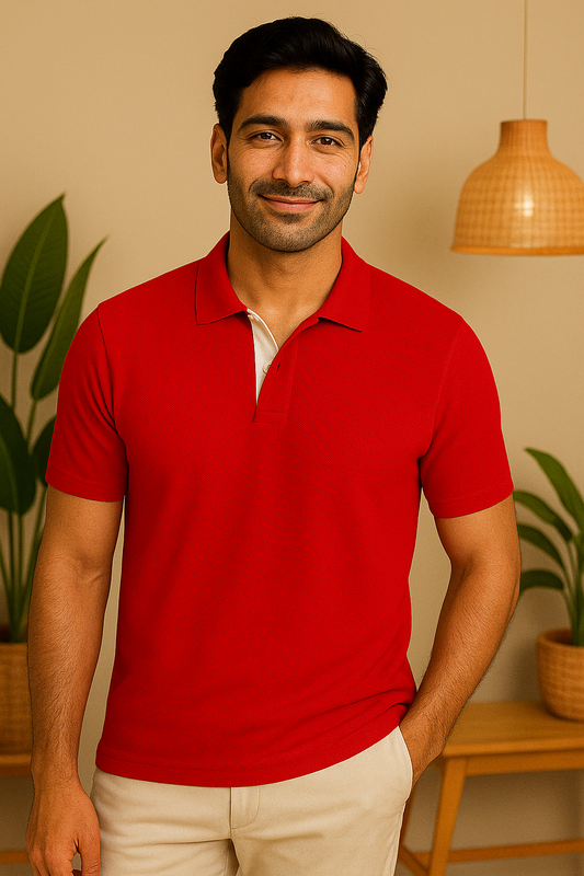 Smart Tech Red Polo with White Placket