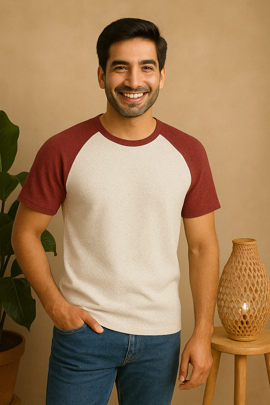 Unisex High Quality Raglan Cotton Round Neck T-Shirt