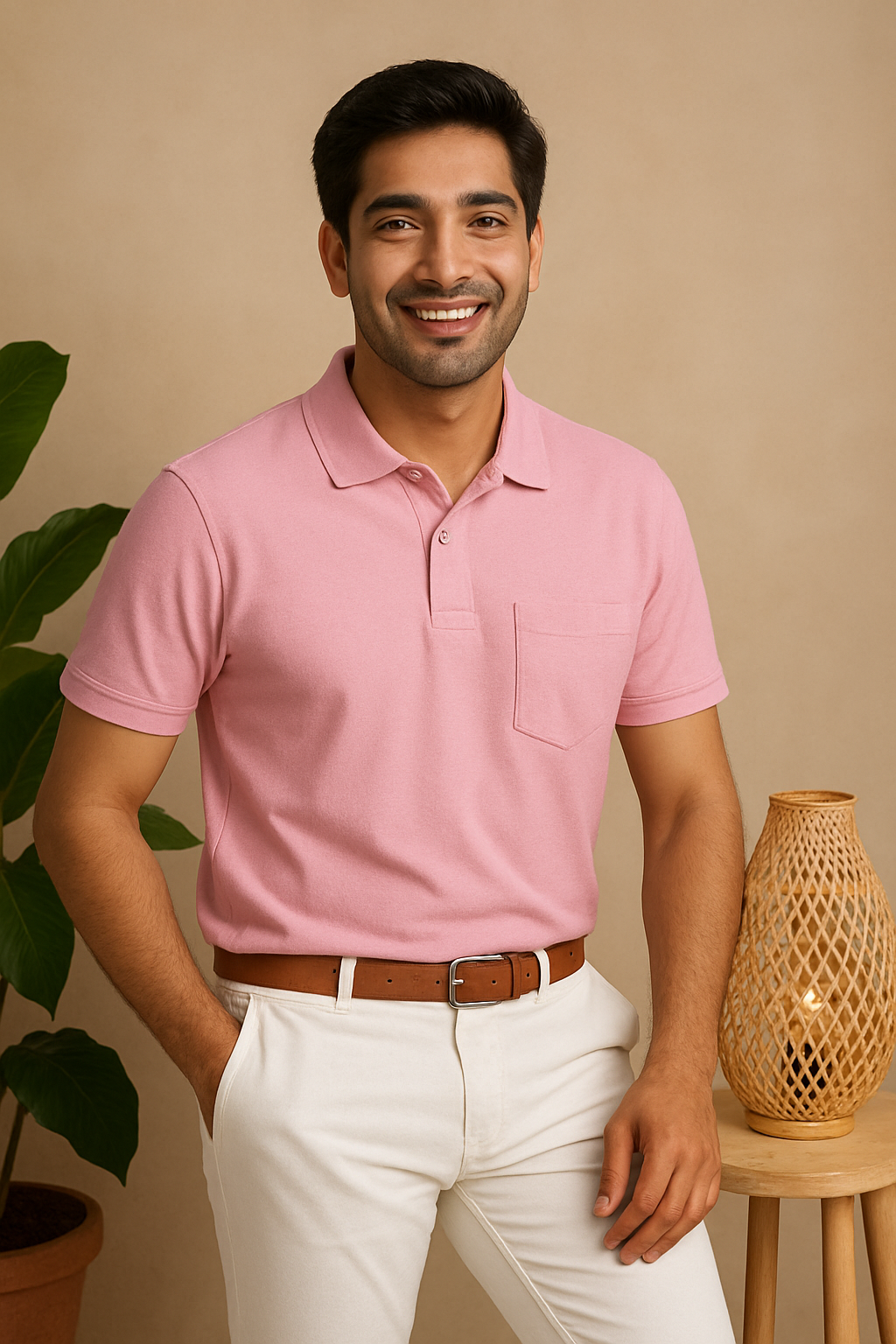 Cotton Classic Pink Polo T-Shirt