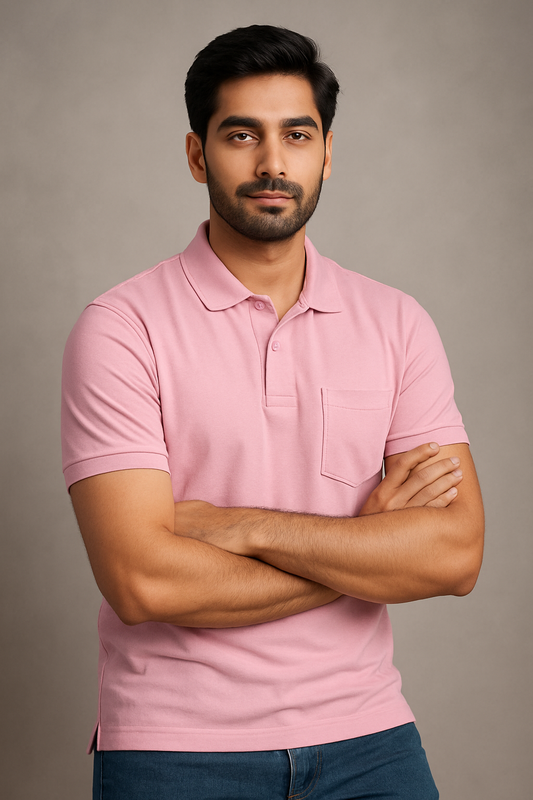 Cotton Classic Pink Polo T-Shirt