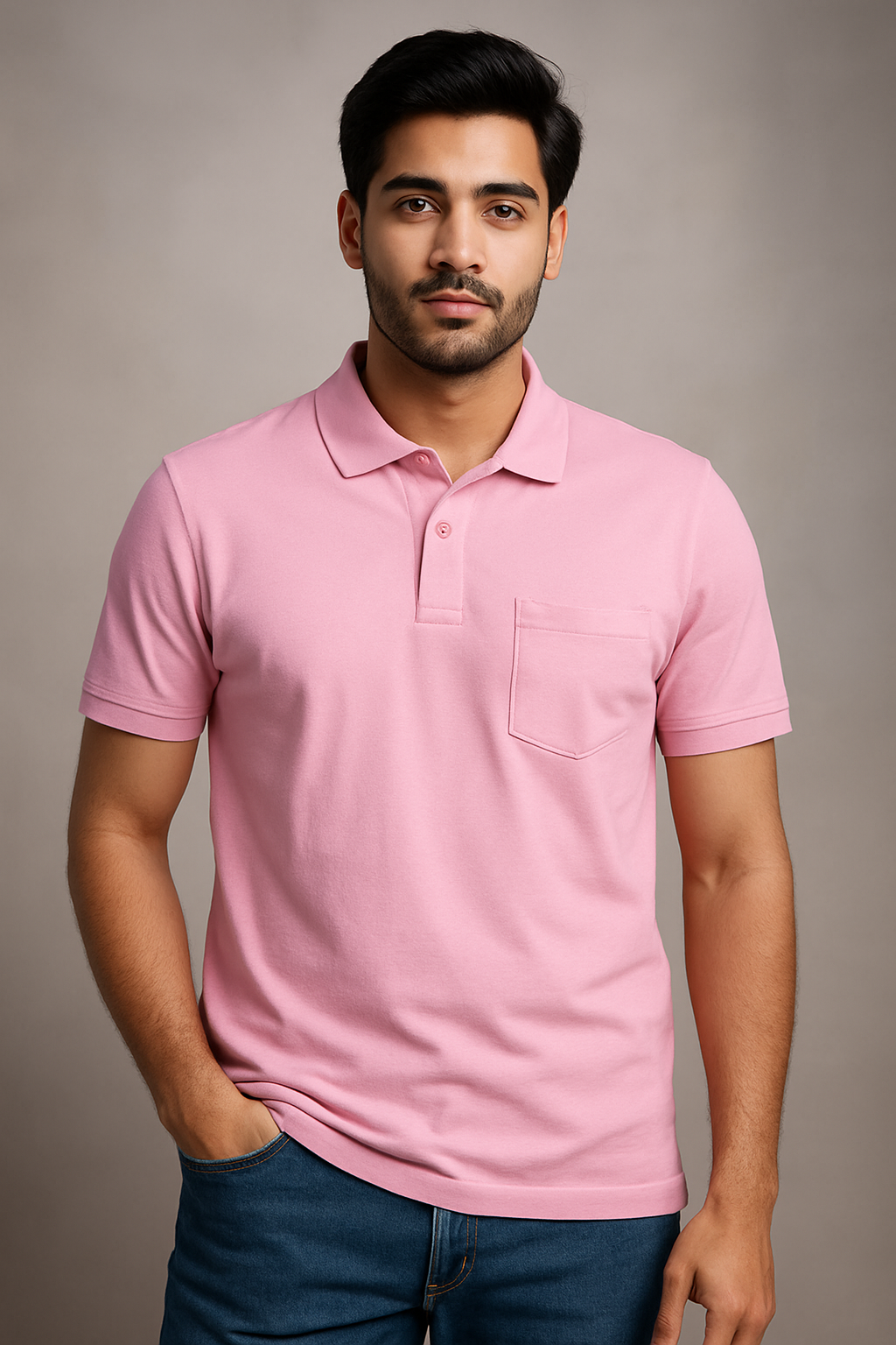 Cotton Classic Pink Polo T-Shirt